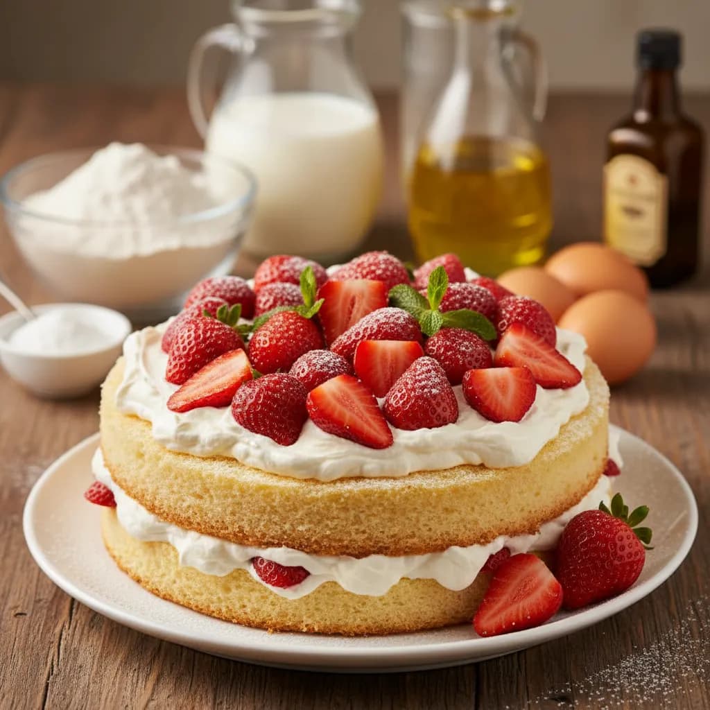 Bolo Espetacular com Chantilly e Morangos Frescos