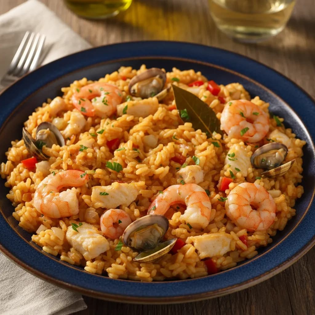 Arroz de Bacalhau com Gambas - Delícias do Mar