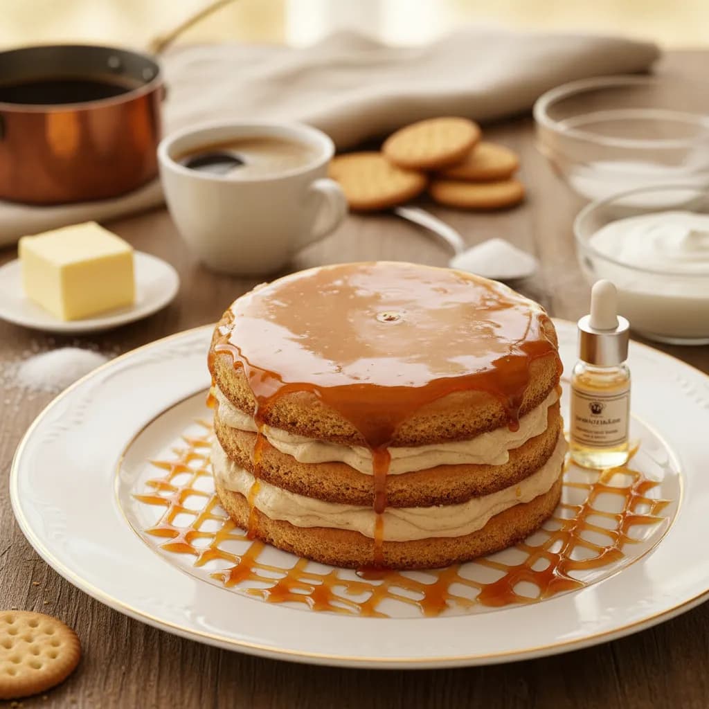 Bolo de Bolacha e Café com Espelho de Caramelo