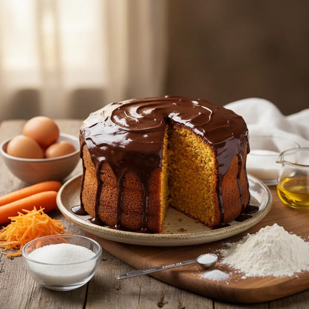 Bolo de Cenoura com Cobertura de Chocolate