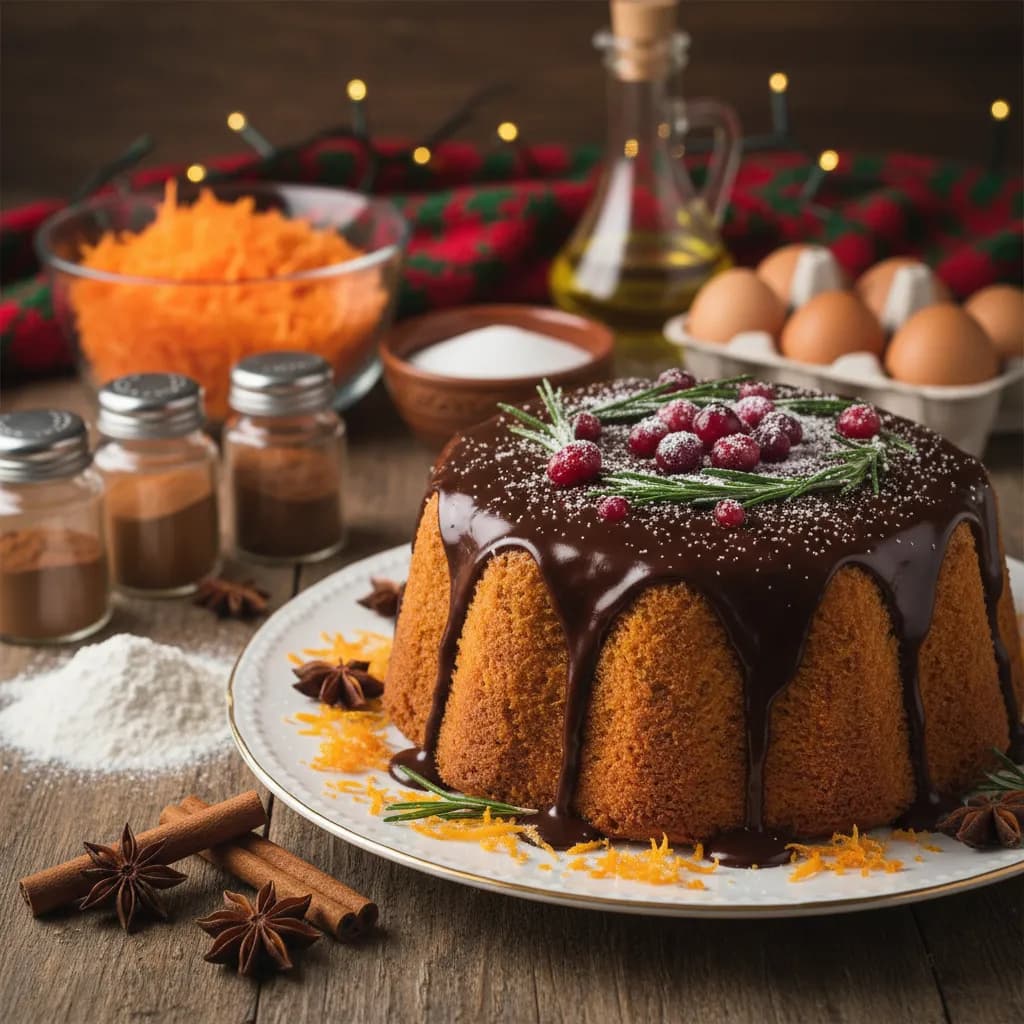 Bolo de Cenoura Natalício de Receita Fácil