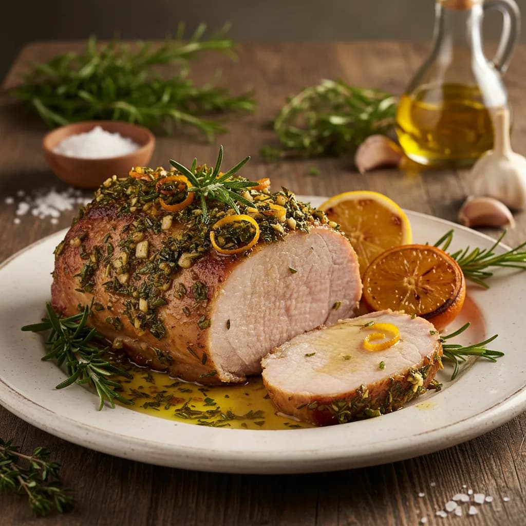 Lombo de Porco Aromático com Ervas e Citrinos