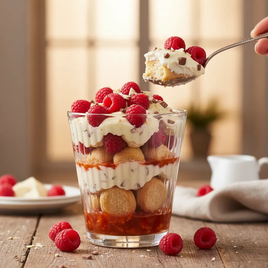 Trifle de Framboesas e Custard de Chocolate Branco