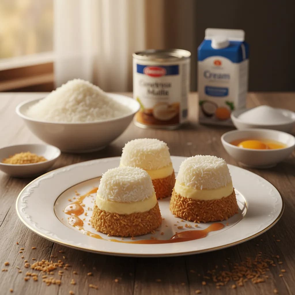 Bolinhos de Coco de Três Camadas Fáceis e Deliciosos