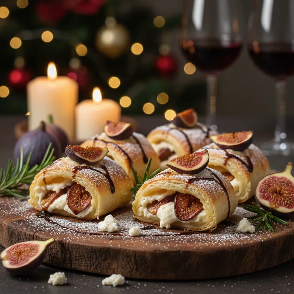 Rolinhos Folhados de Figos e Queijo de Cabra