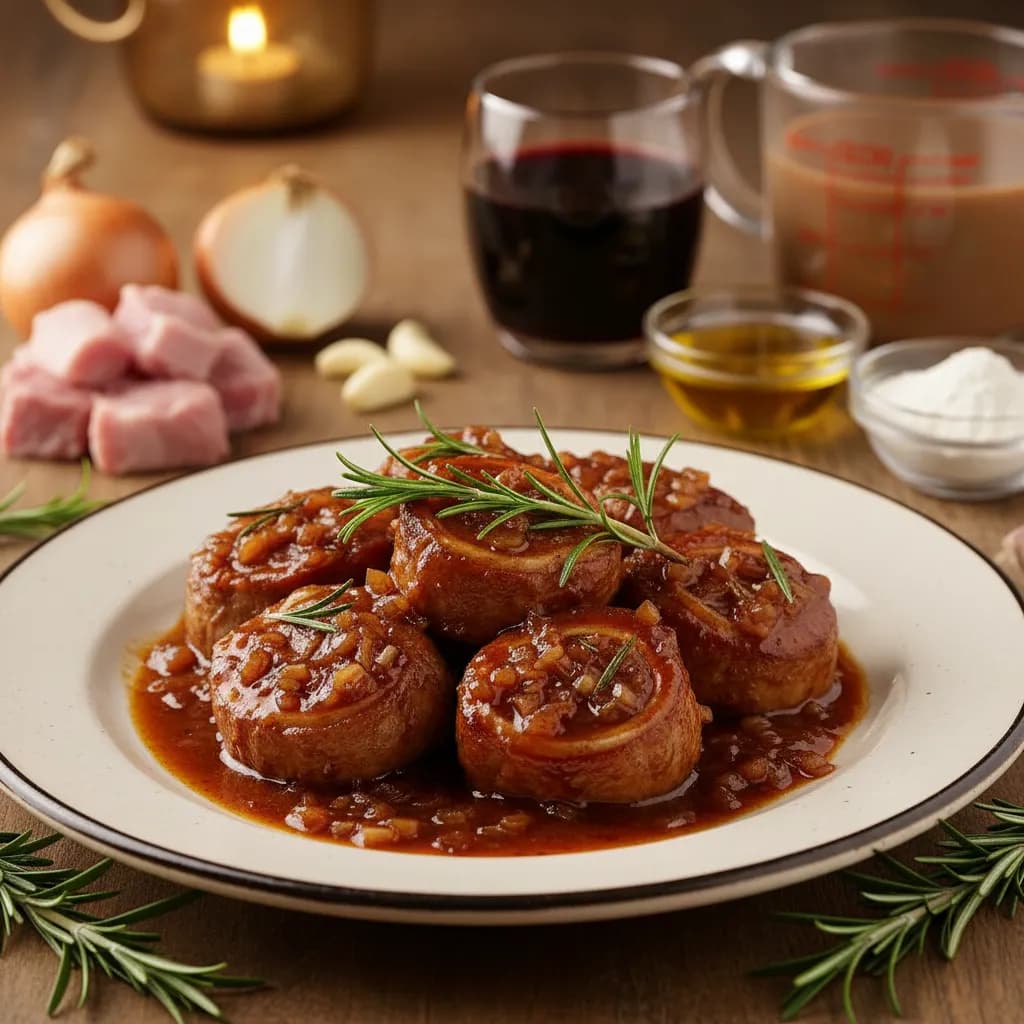 Bochechas de Porco Estufadas com Alecrim