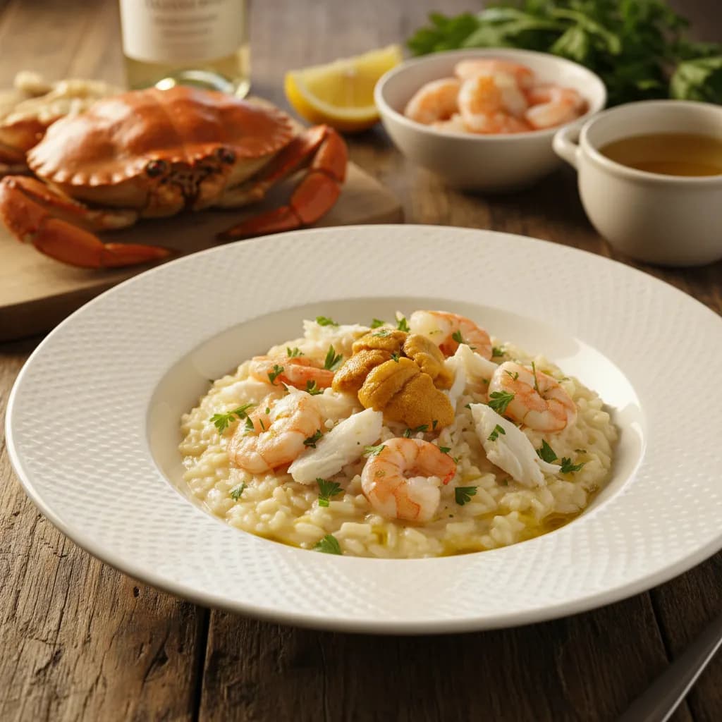 Risoto de Sapateira, Camarão e Ouriço do Mar