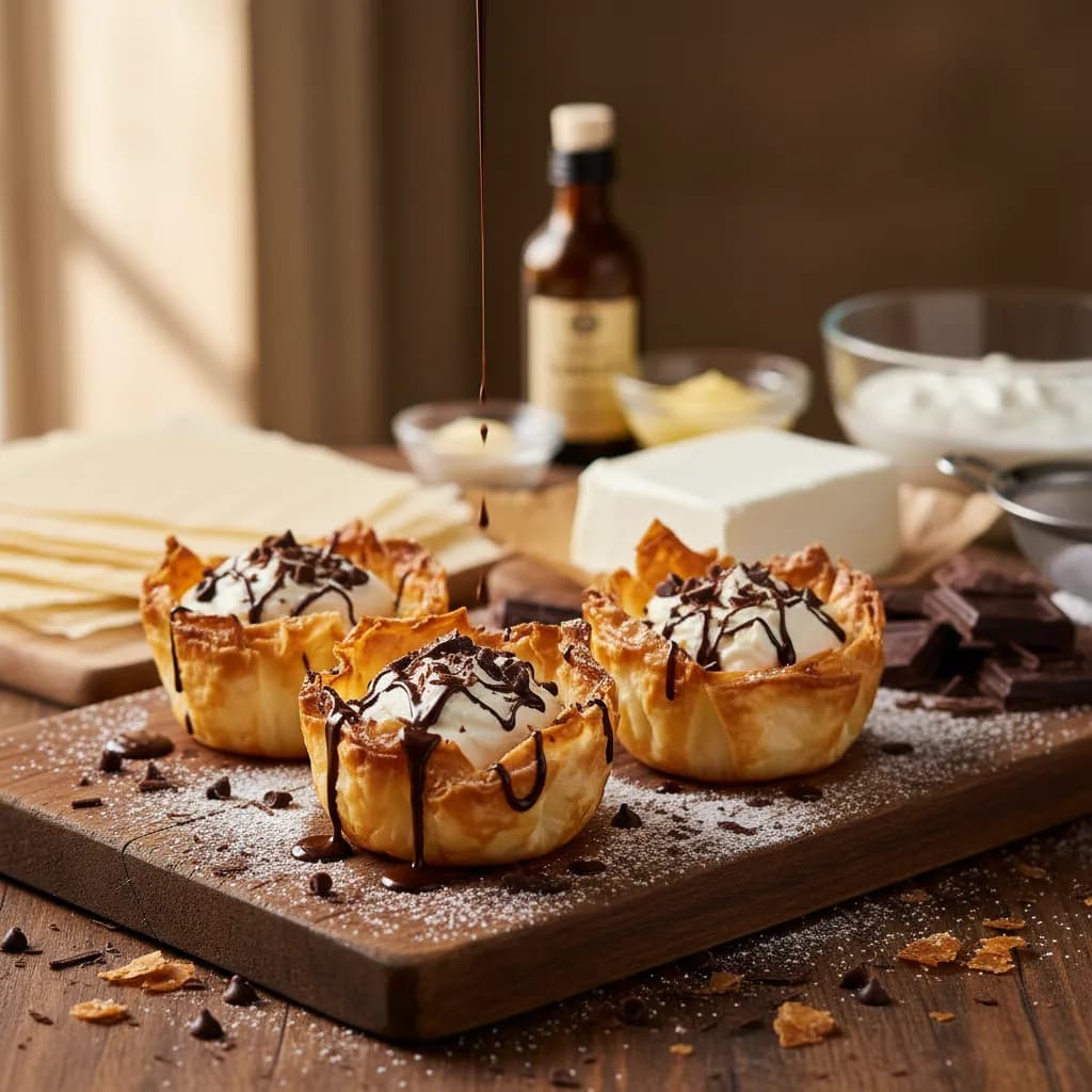 Cestinhos de Chocolate com Creme de Queijo