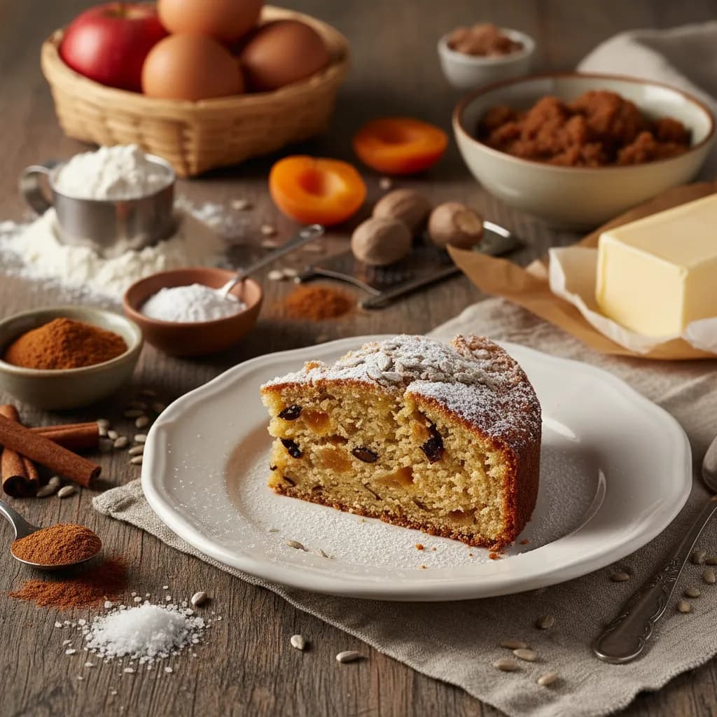 Bolo de Maçã e Coco com Sementes de Girassol e Alperces