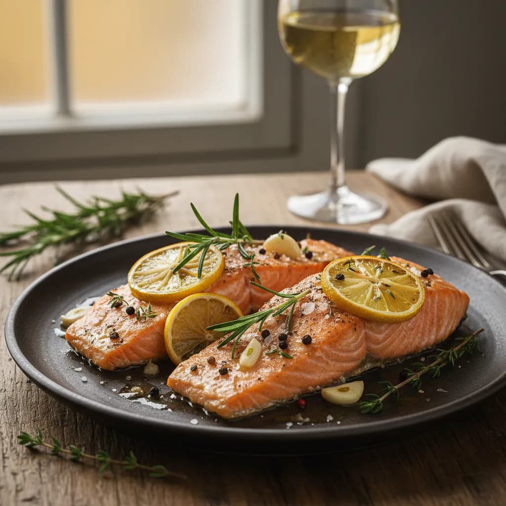 Lombo de Salmão Assado no Forno com Ervas e Limão