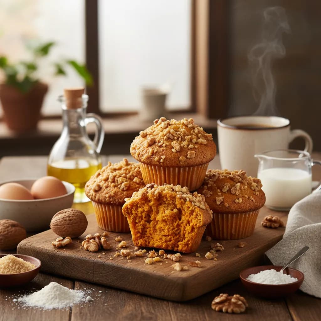 Muffins de Batata Doce com Streusel de Nozes