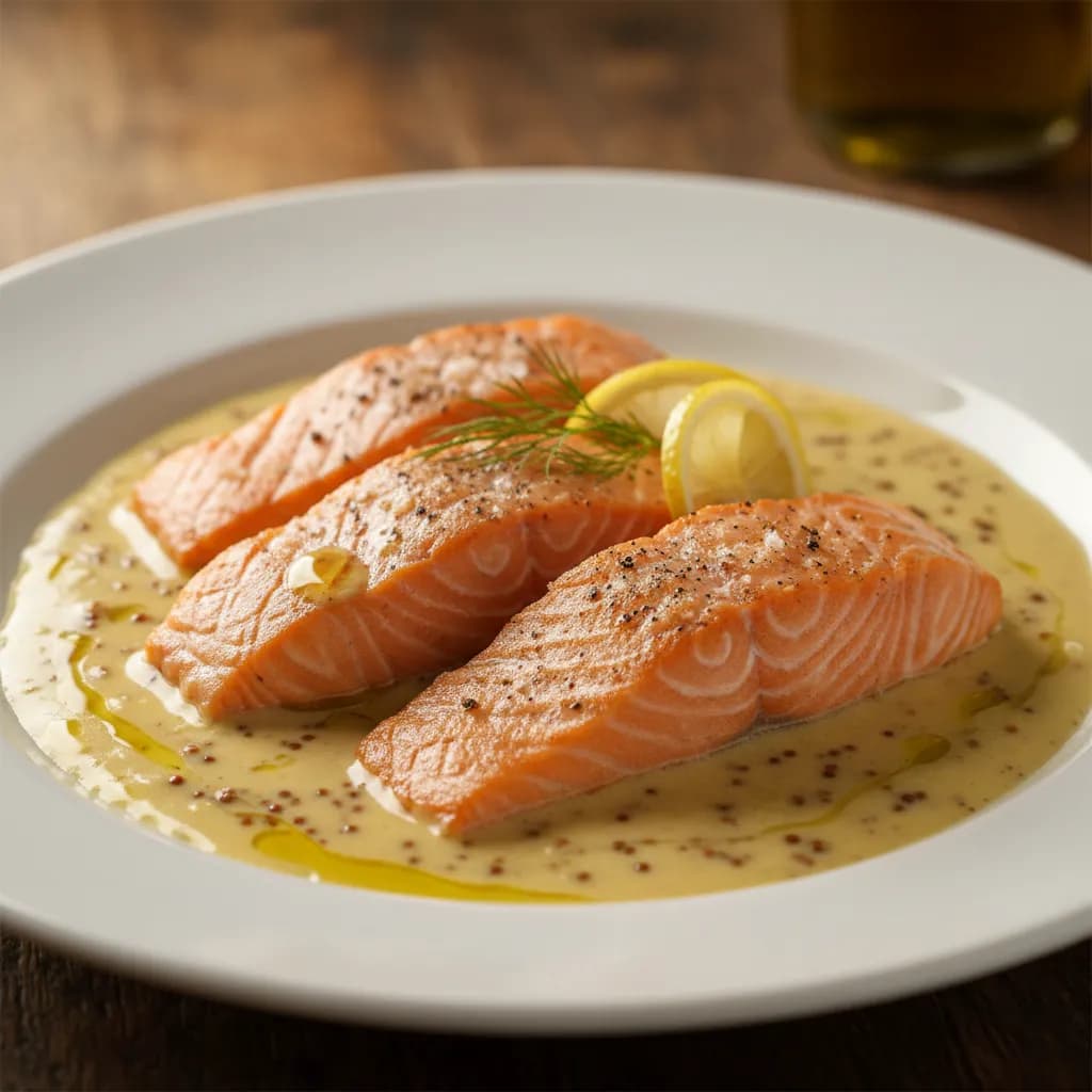 Salmão em Molho de Manteiga e Mostarda