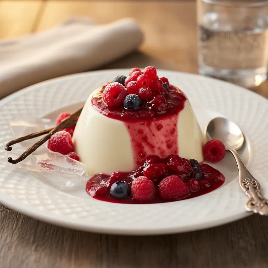 Panna Cotta com Calda de Frutos Vermelhos