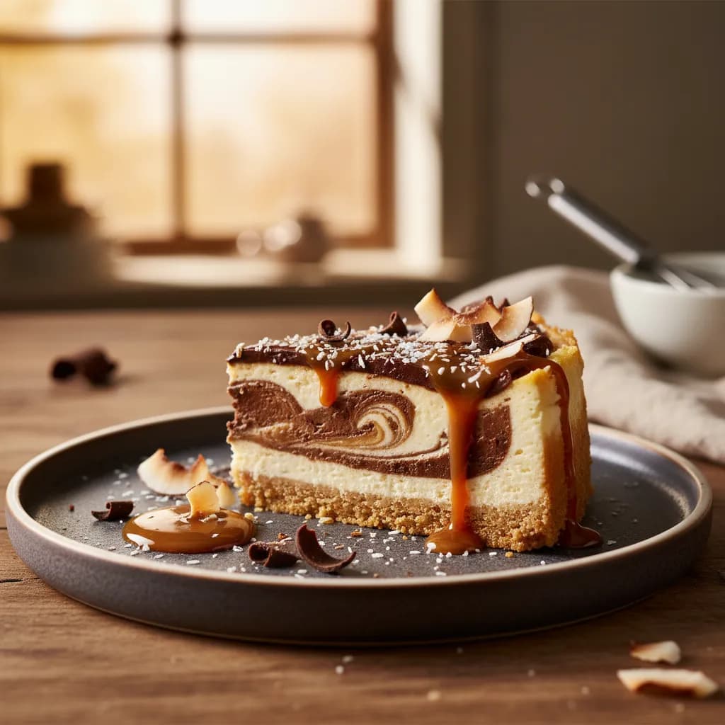 Cheesecake de Caramelo, Chocolate e Coco