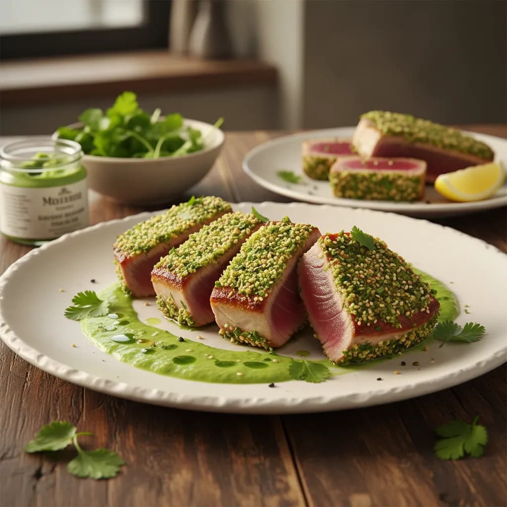 Atum Selado com Crosta de Wasabi e Molho Verde Fresco