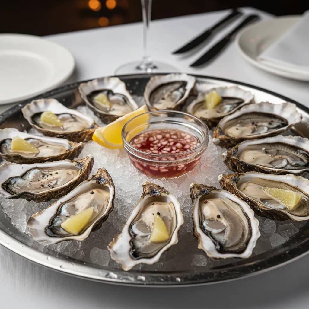 Ostras Frescas com Limão e Vinagrete de Chalota