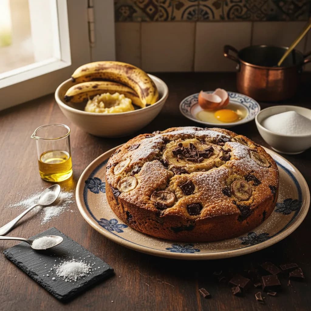 Bolo de Banana com Chocolate