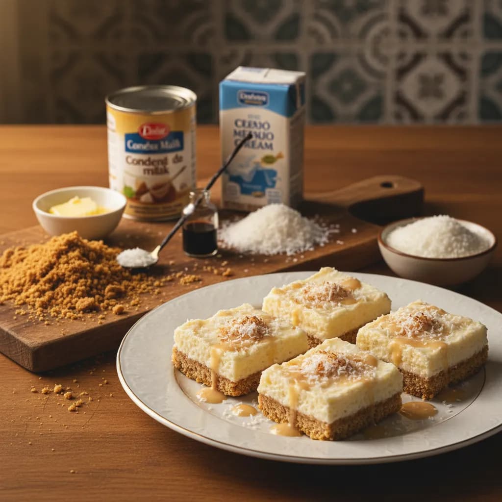 Quadrados Cremosos de Coco e Baunilha