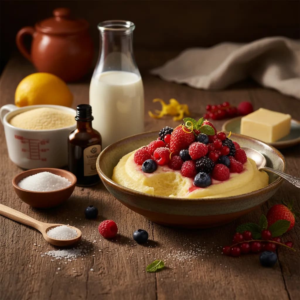 Polenta Doce Cremosa com Frutos Vermelhos