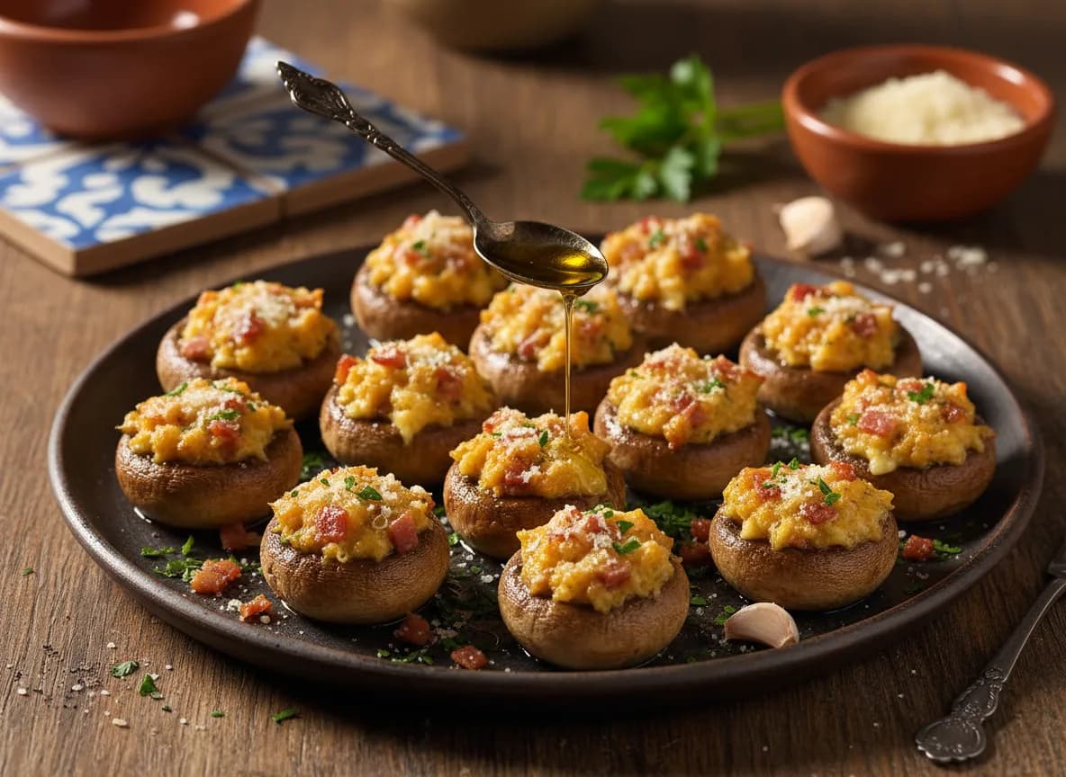 Cogumelos Recheados com Bacon e Parmesão