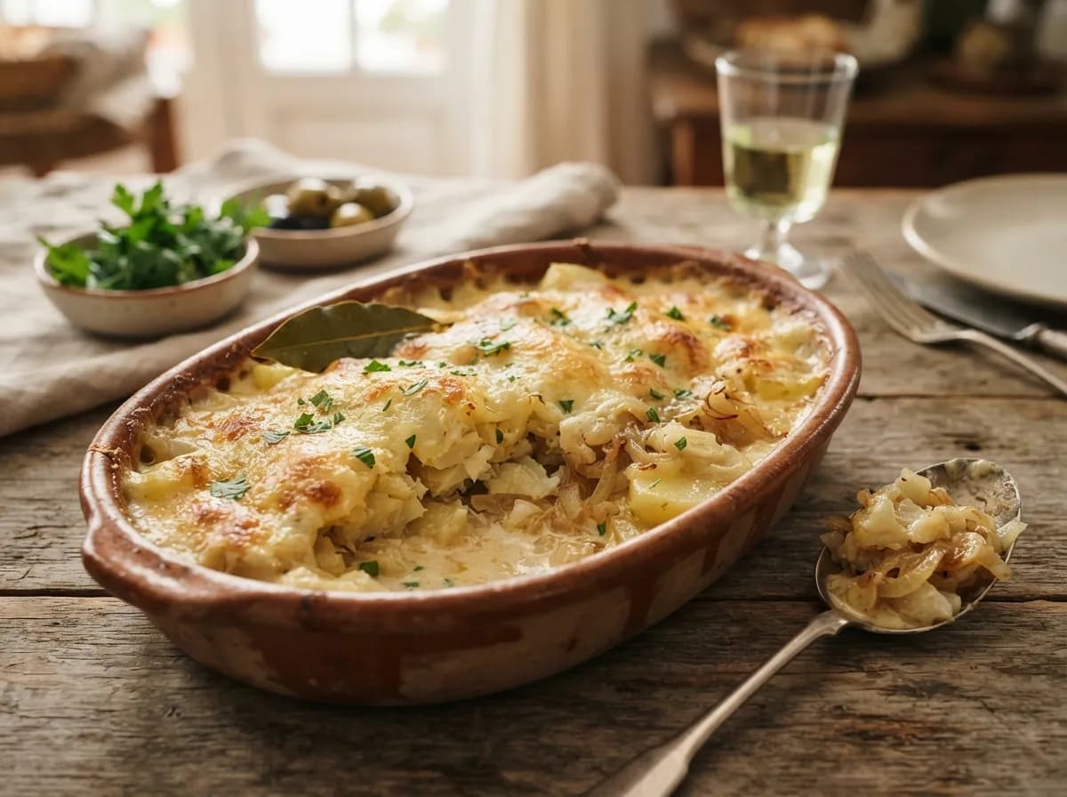 Bacalhau Gratinado com Natas e Queijo