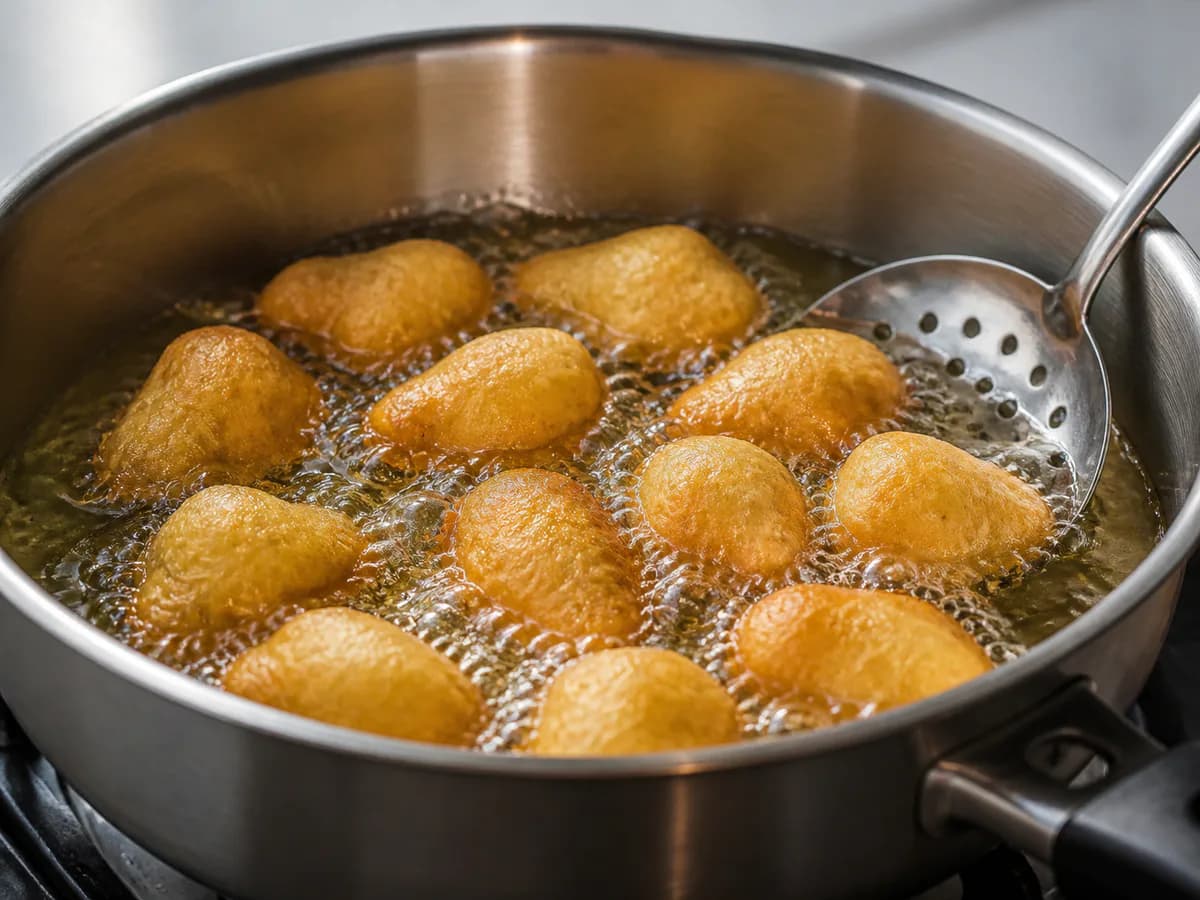 Preparação de A Melhor Receita De Sonhos De Natal durante a confeção