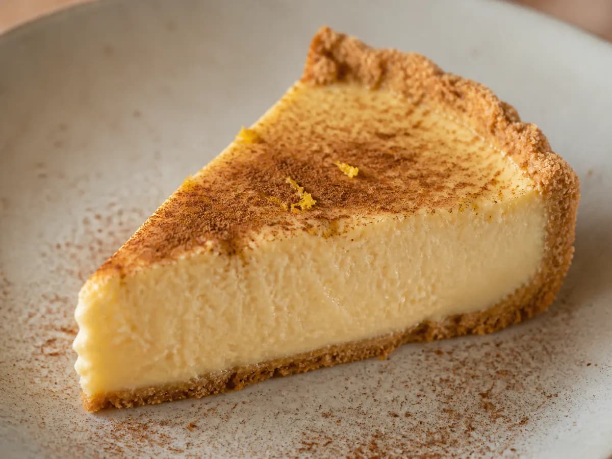 Pormenor de uma porção de A Minha Tarte de Natas Cremosa