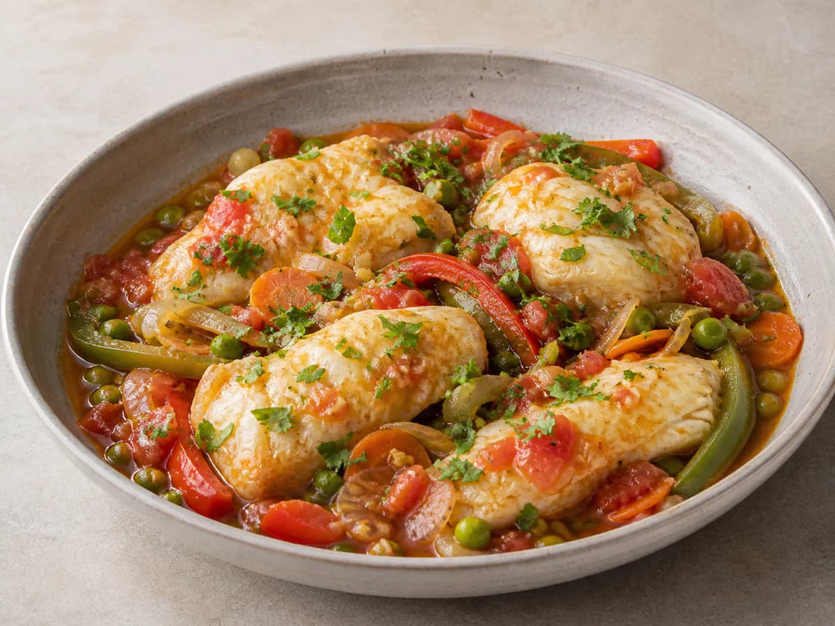 Abrotea com Legumes Estufados