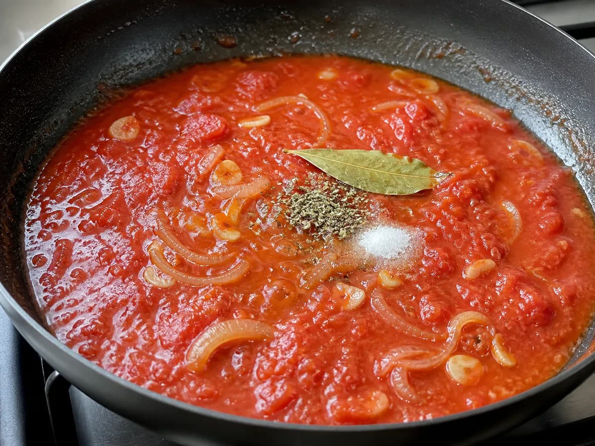 Preparação de Almôndegas de Legumes com Molho de Tomate Caseiro durante a confeção