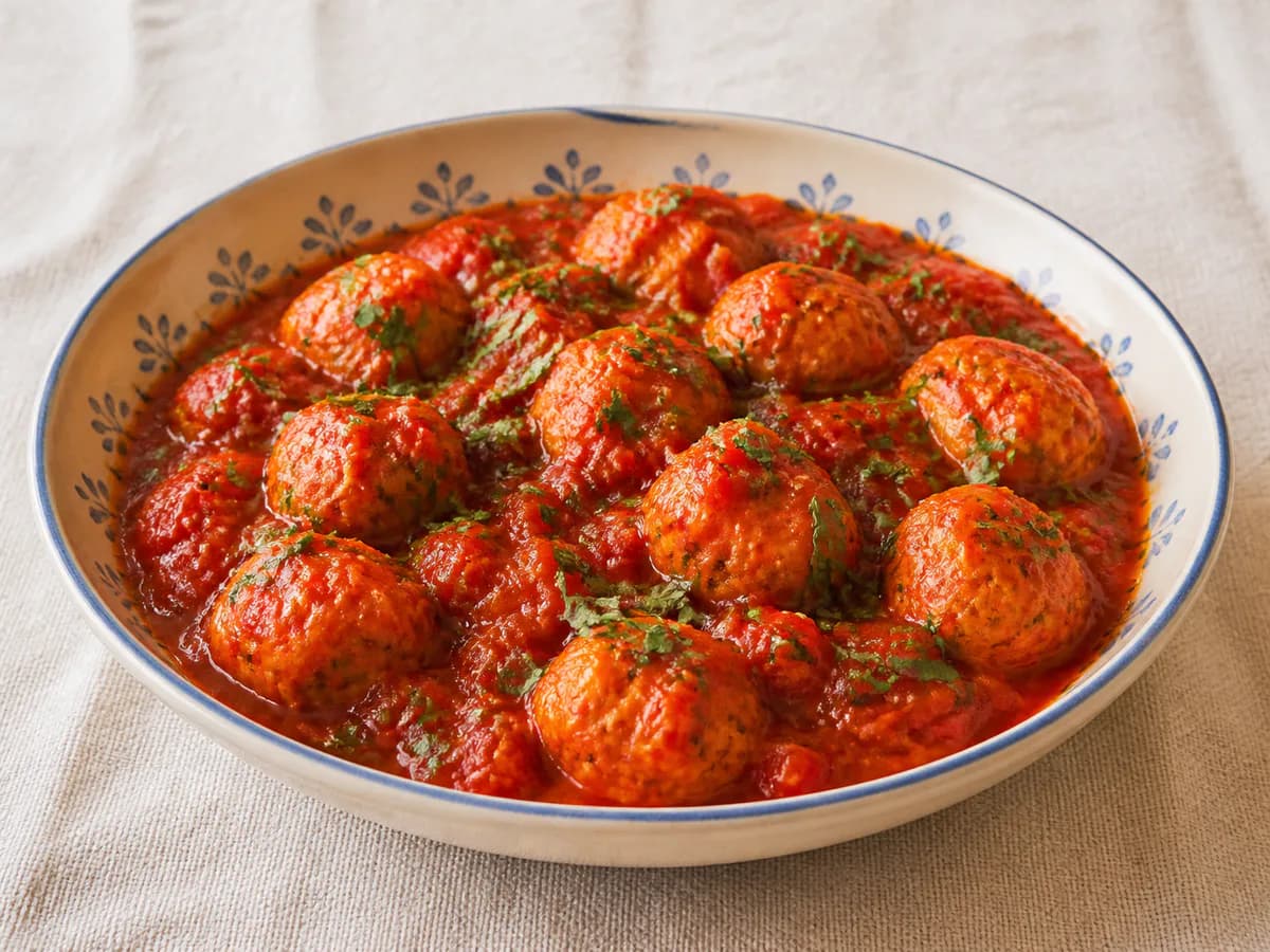 Almôndegas de Peixe com Molho de Tomate e Coentros