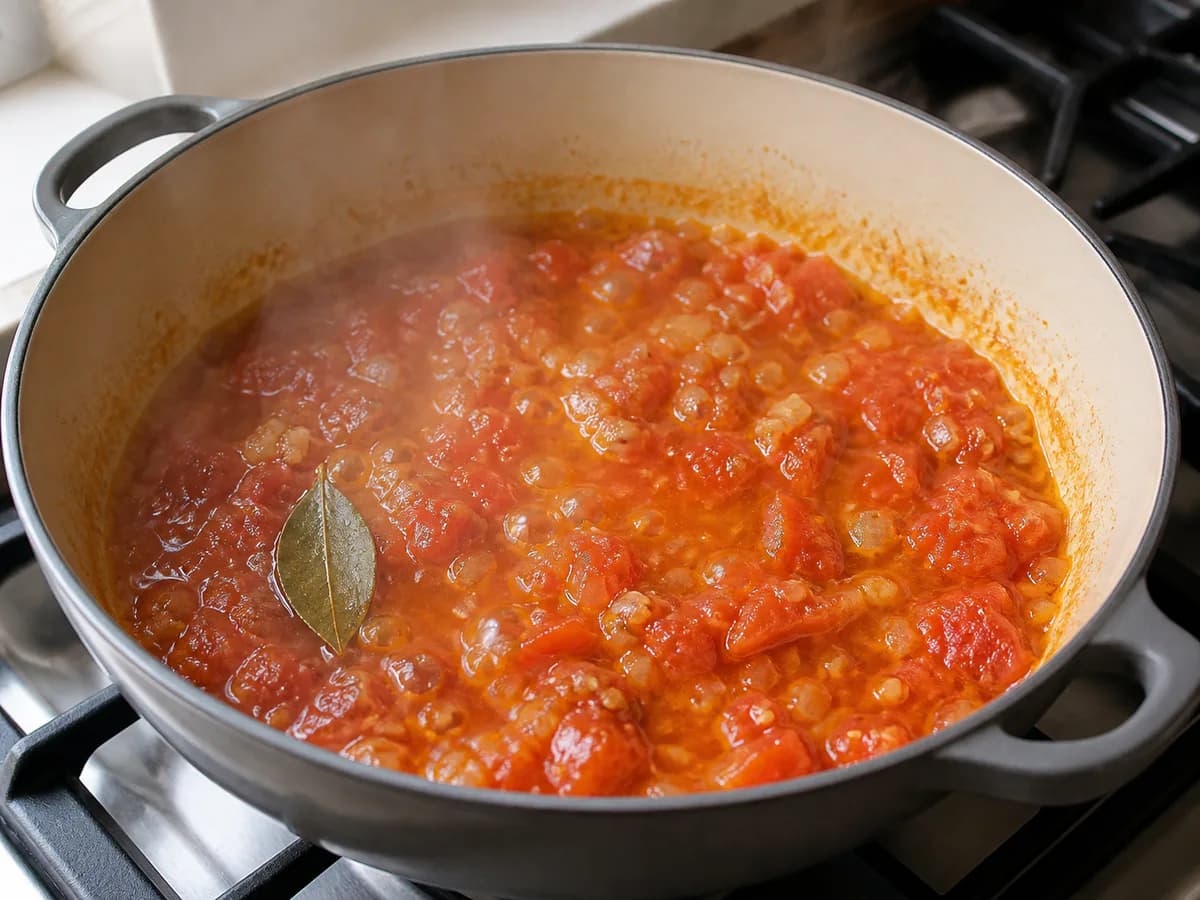 Preparação de Ameijoas com Tomate e Camarão durante a confeção