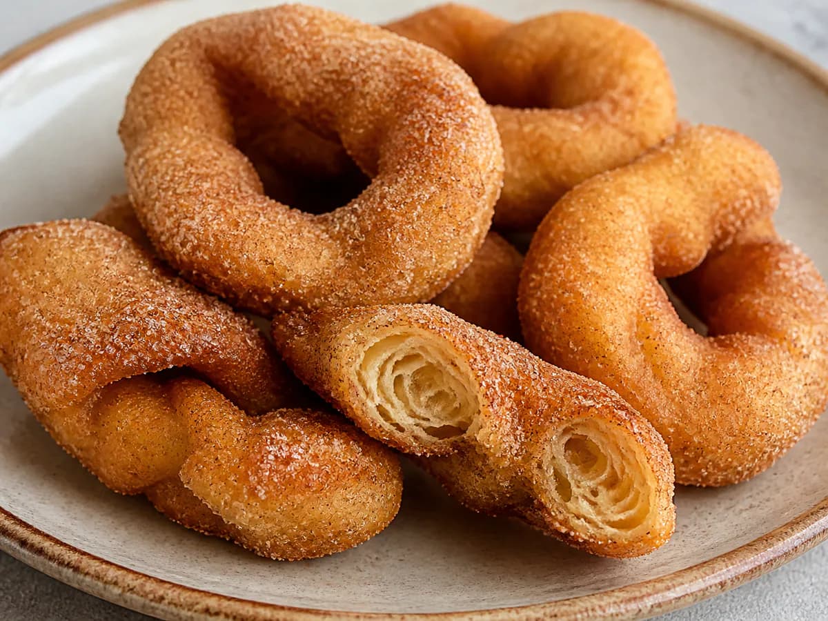 Pormenor de uma porção de Argolinhas Fritas de Limão e Canela
