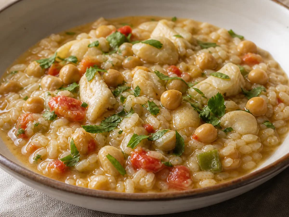 Pormenor de uma porção de Arroz de Bacalhau com Grão