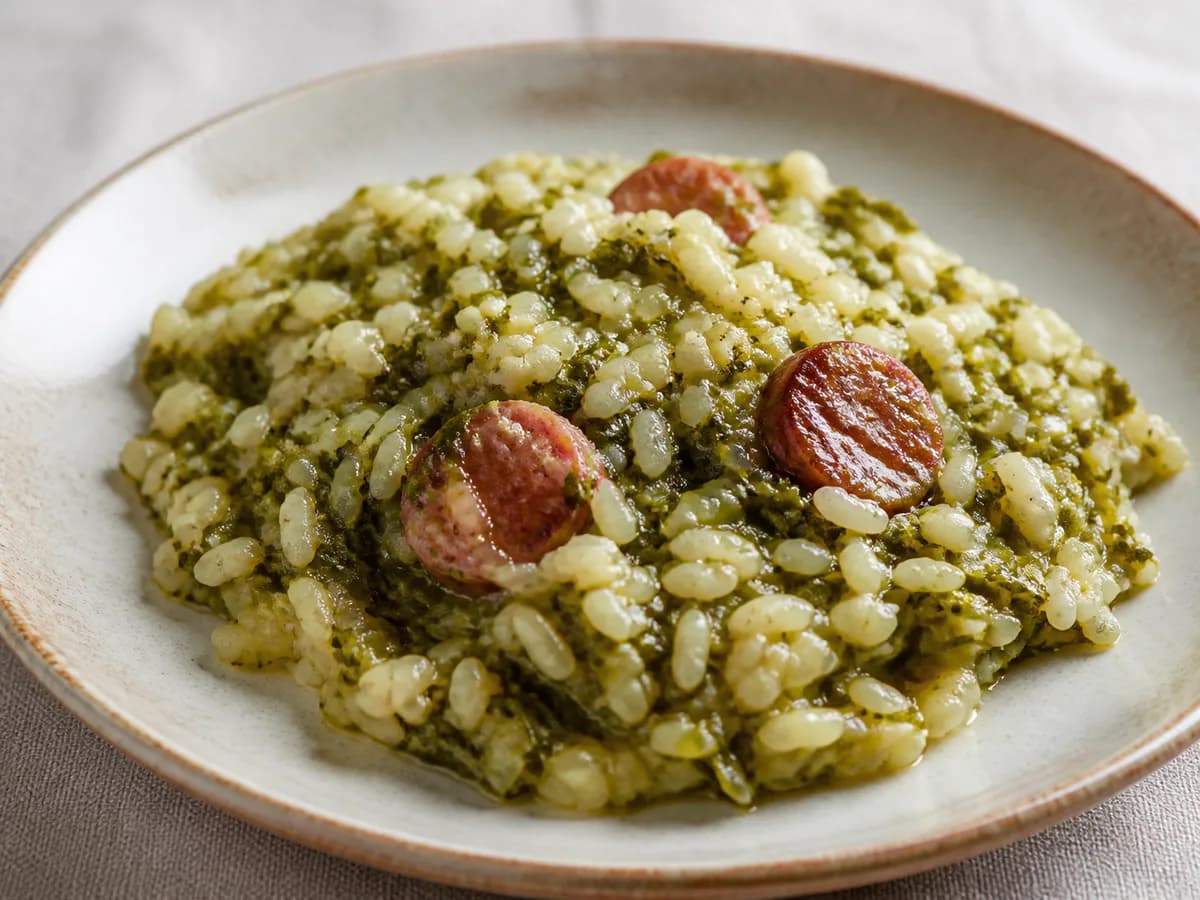 Pormenor de uma porção de Arroz de Couve Portuguesa