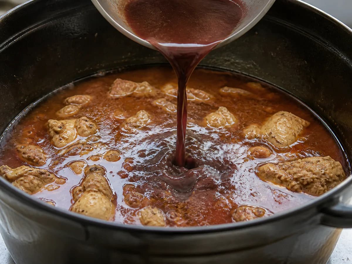 Preparação de Arroz de Frango à Cabidela durante a confeção