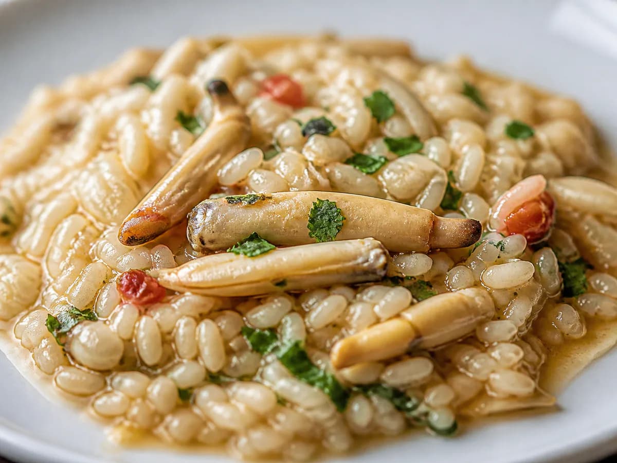 Pormenor de uma porção de Arroz de Lingueirão