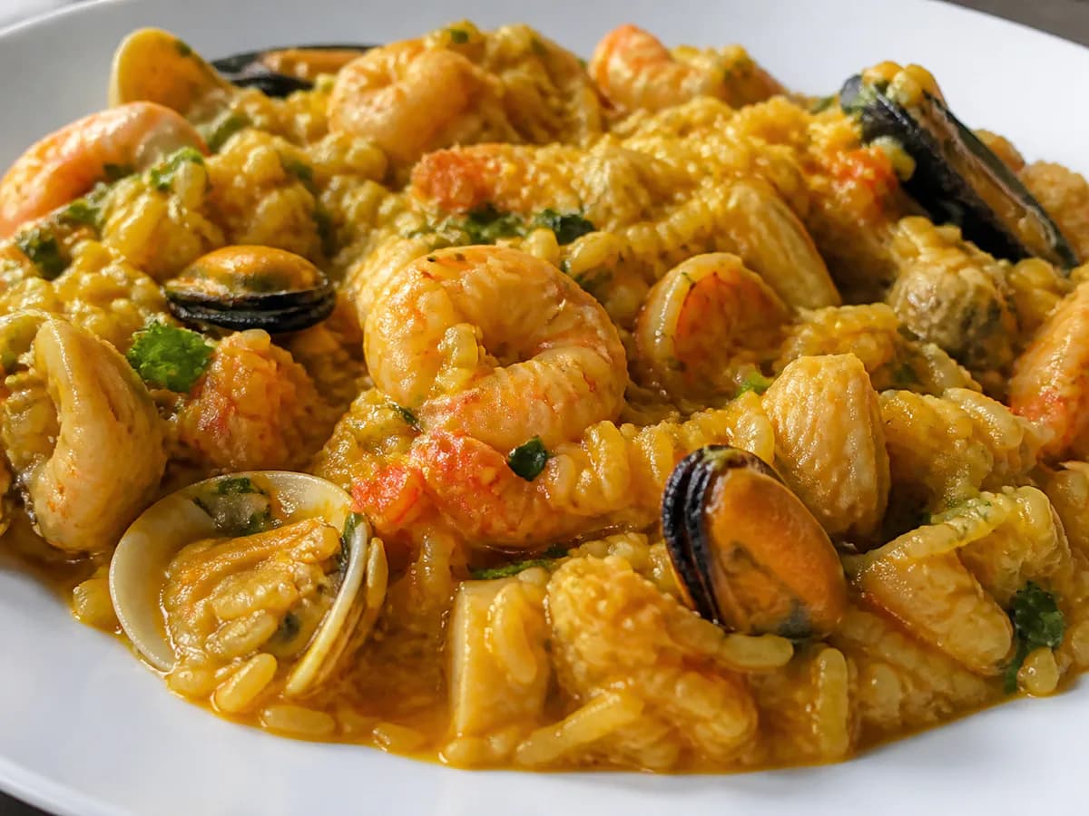 Pormenor de uma porção de Arroz de Marisco à Portuguesa (Bimby)