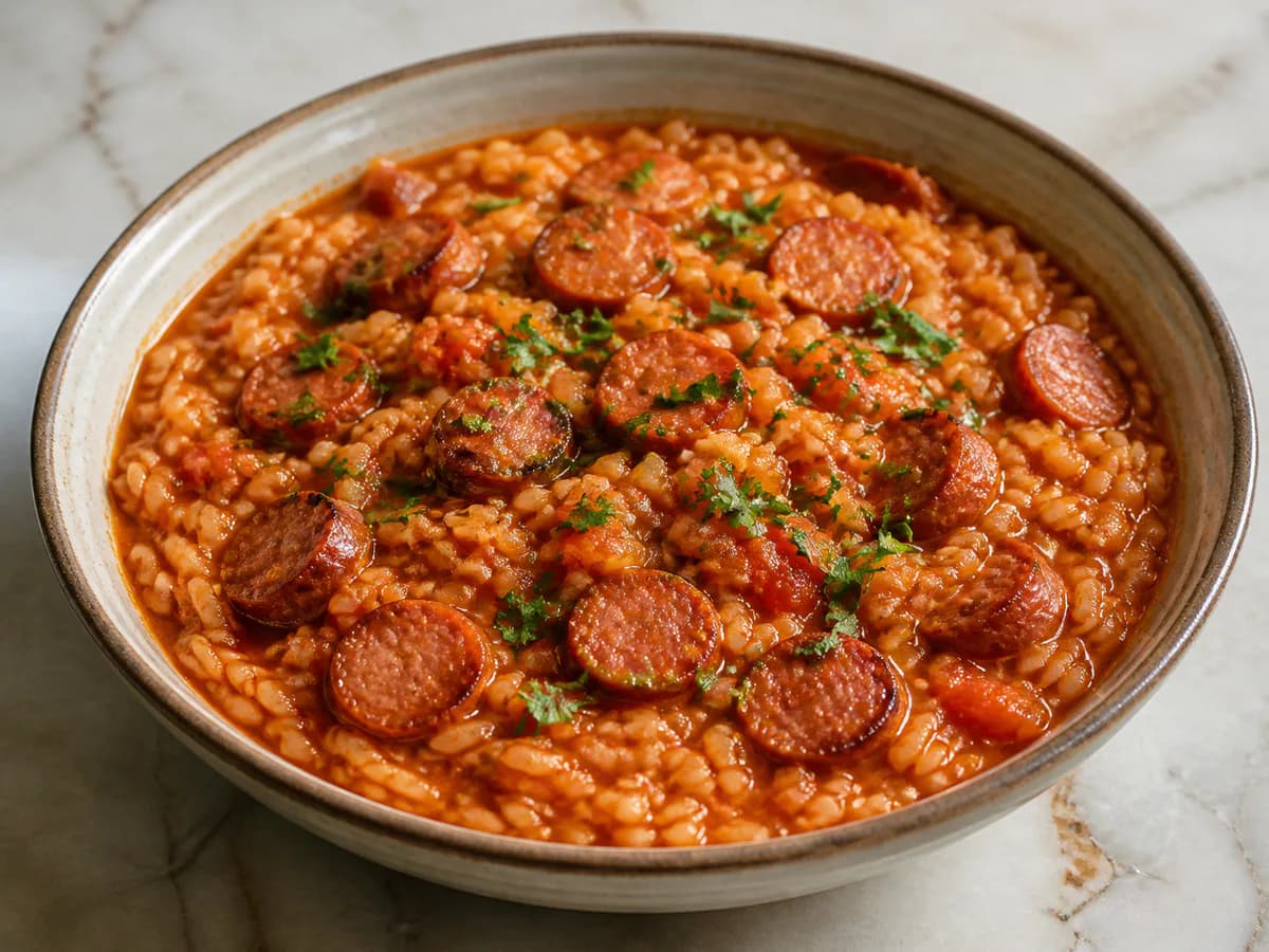Arroz de Tomate com Salsichas