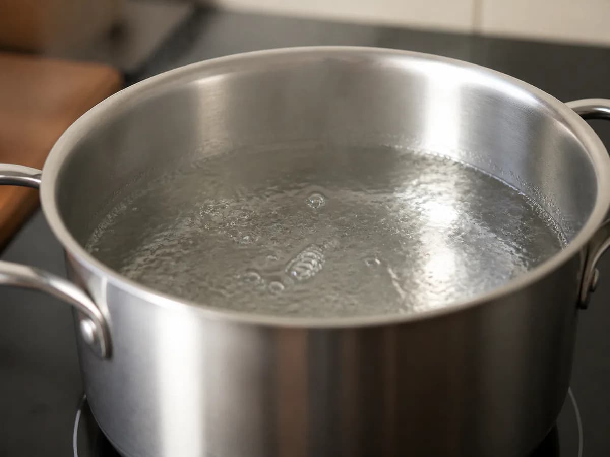 Preparação de Arroz com Salsicha, Linguiça e Ovo Escalfado durante a confeção