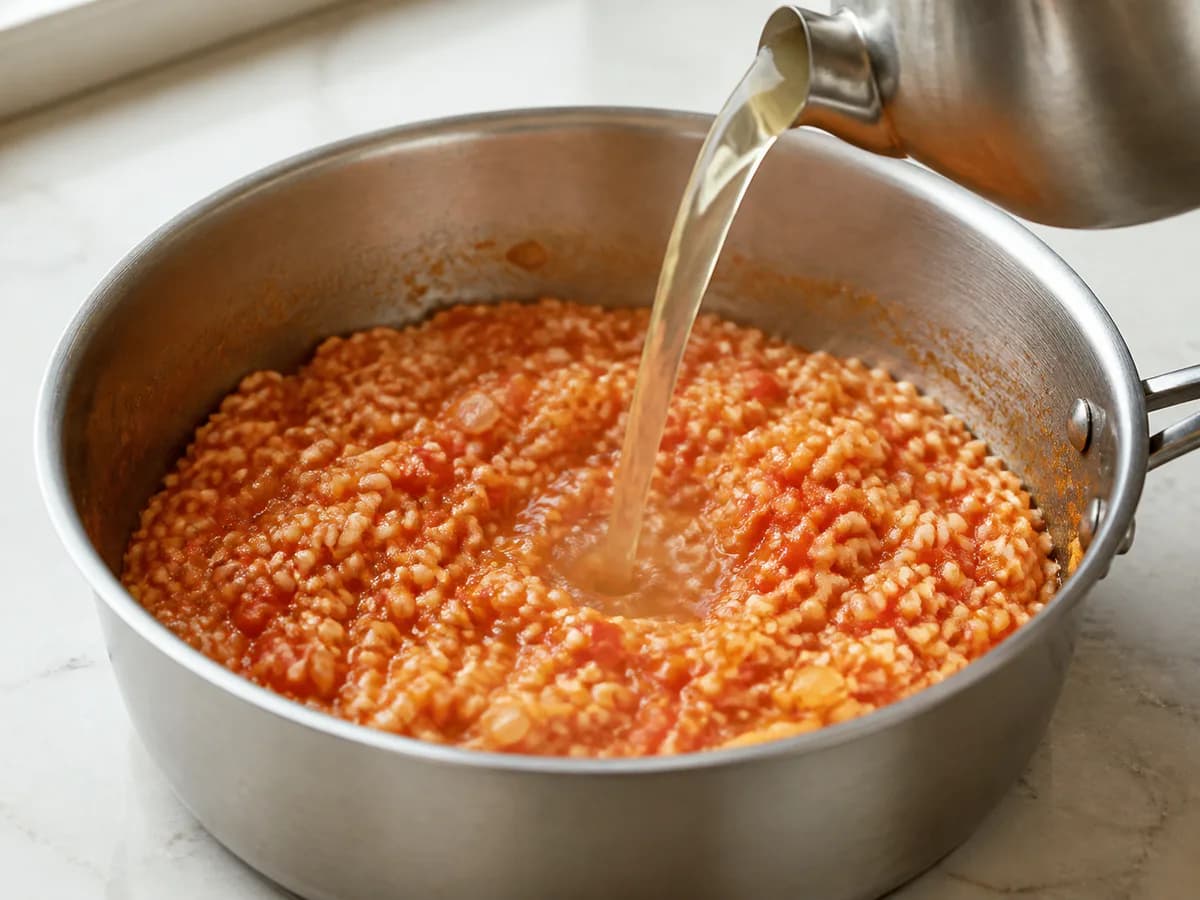 Preparação de Arroz de Tomate - Um Acompanhamento Delicioso durante a confeção