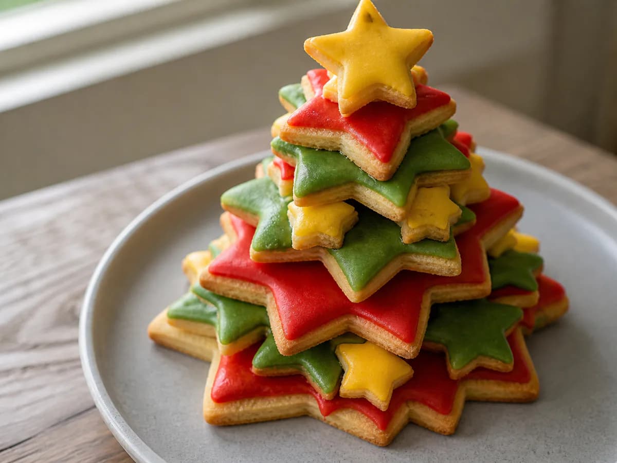 Pormenor de uma porção de Árvore de Natal de Bolachinhas Coloridas
