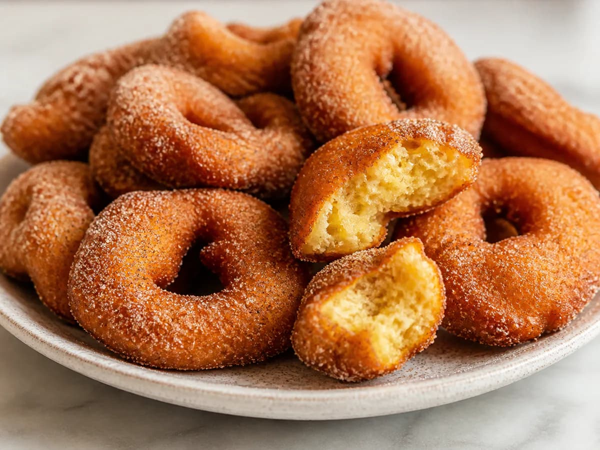 Pormenor de uma porção de Argolinhas Fritas com Laranja e Canela