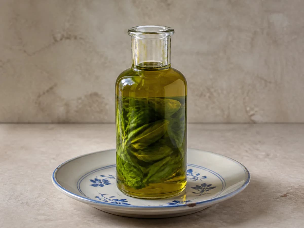 Azeite Aromatizado com Manjericão Fresco