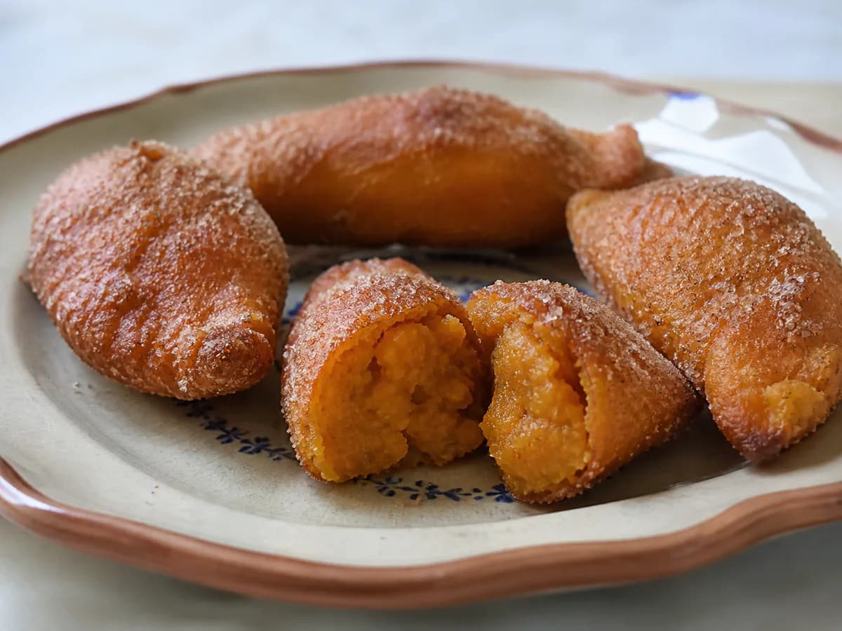 Pormenor de uma porção de Azevias de Batata Doce
