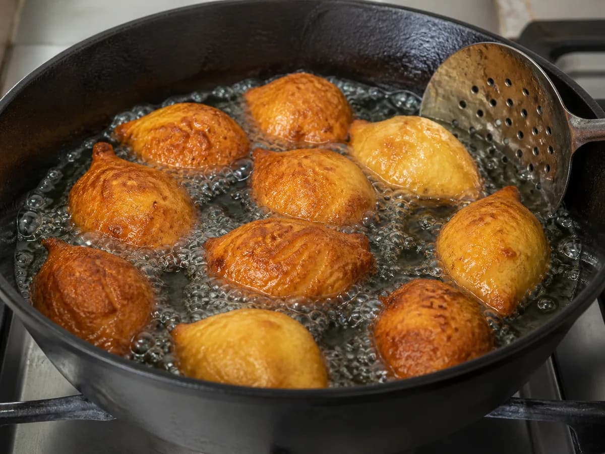 Preparação de Azevias de Batata Doce durante a confeção
