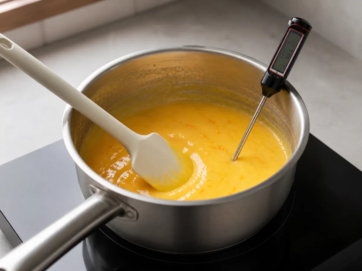 Preparação de Baba de Laranja durante a confeção