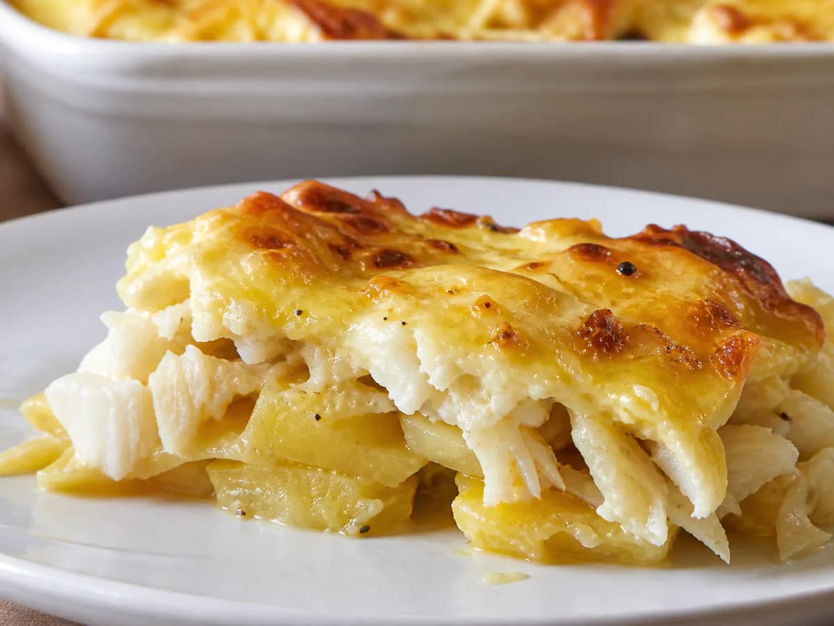 Pormenor de uma porção de Bacalhau à Zé do Pipo
