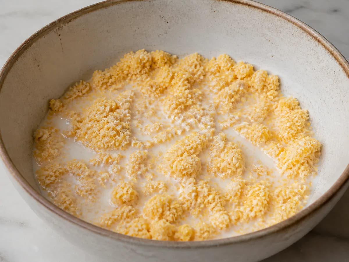Preparação de Bacalhau com Bróa à Alentejana durante a confeção