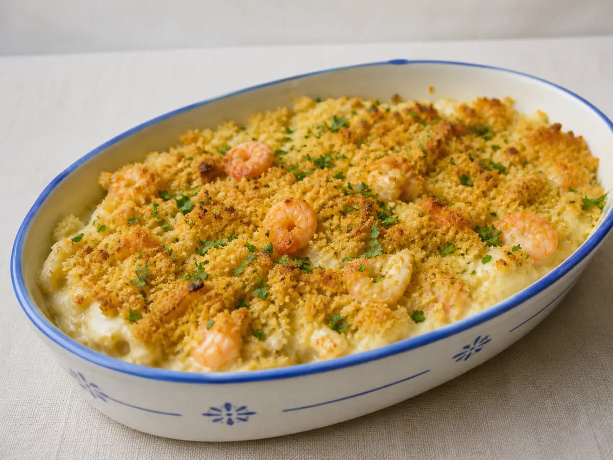 Bacalhau com Camarão e Broa de Milho