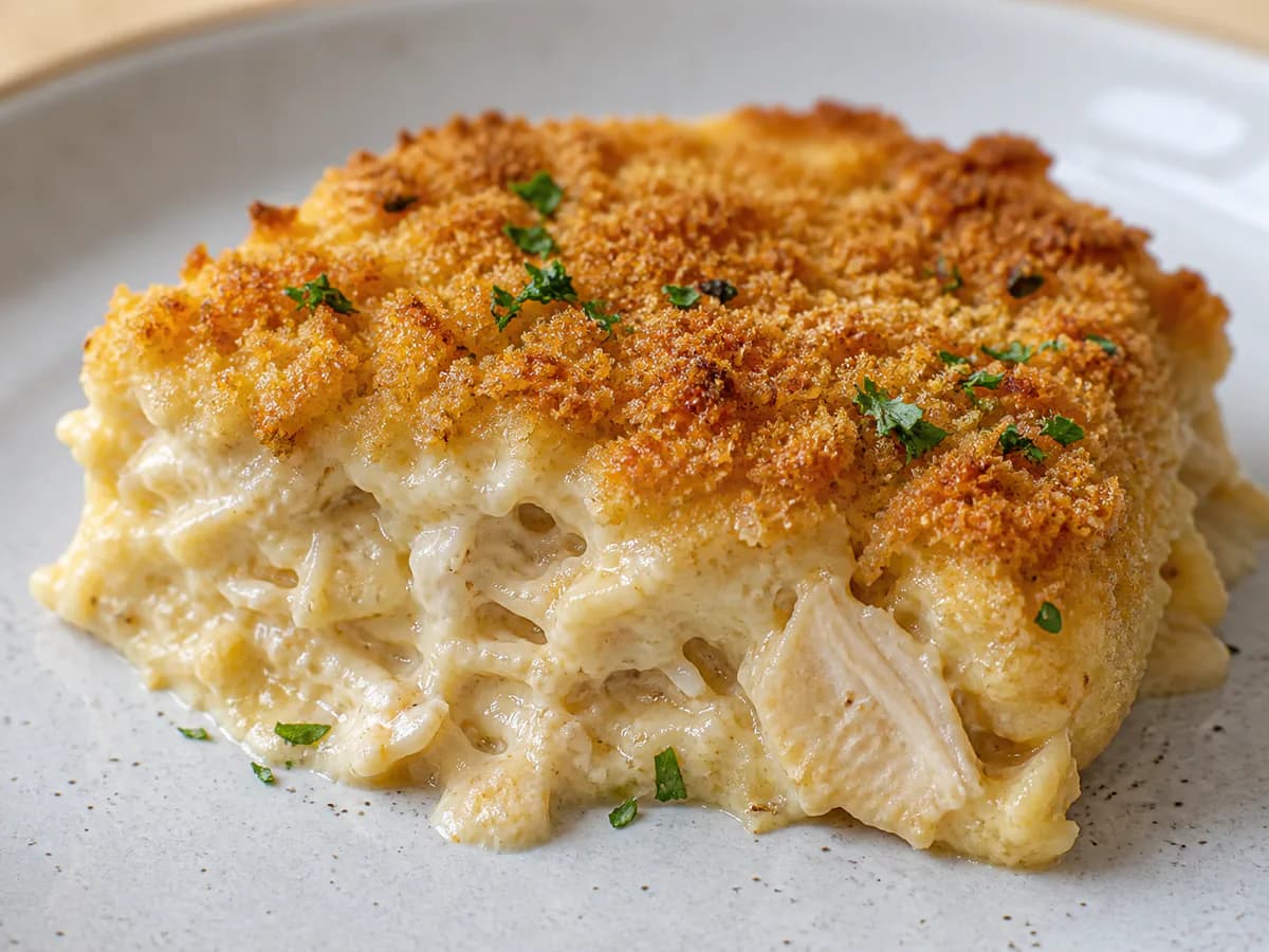 Pormenor de uma porção de Bacalhau Cremoso com Crosta de Broa